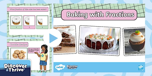 Baking with Fractions worksheet for fifth graders focusing on ingredient measurements