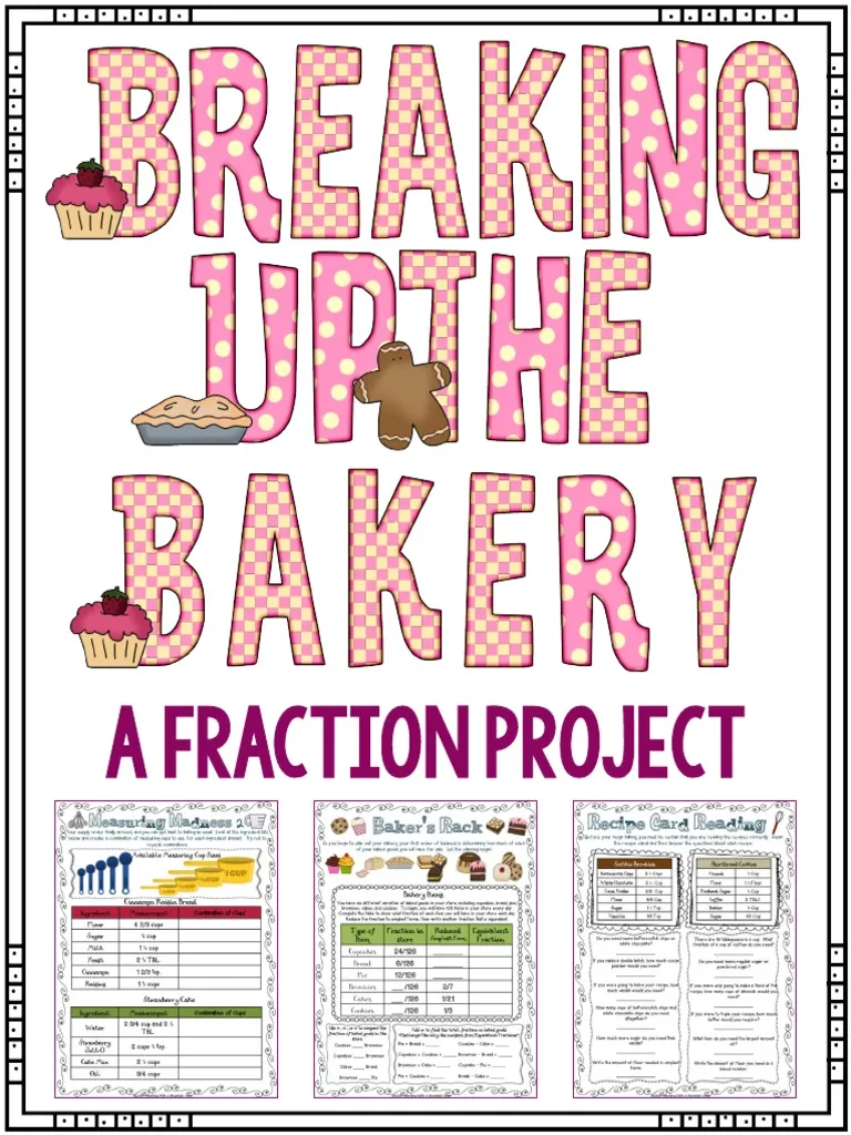Baking with Fractions worksheet for 5th graders focusing on ingredient calculations