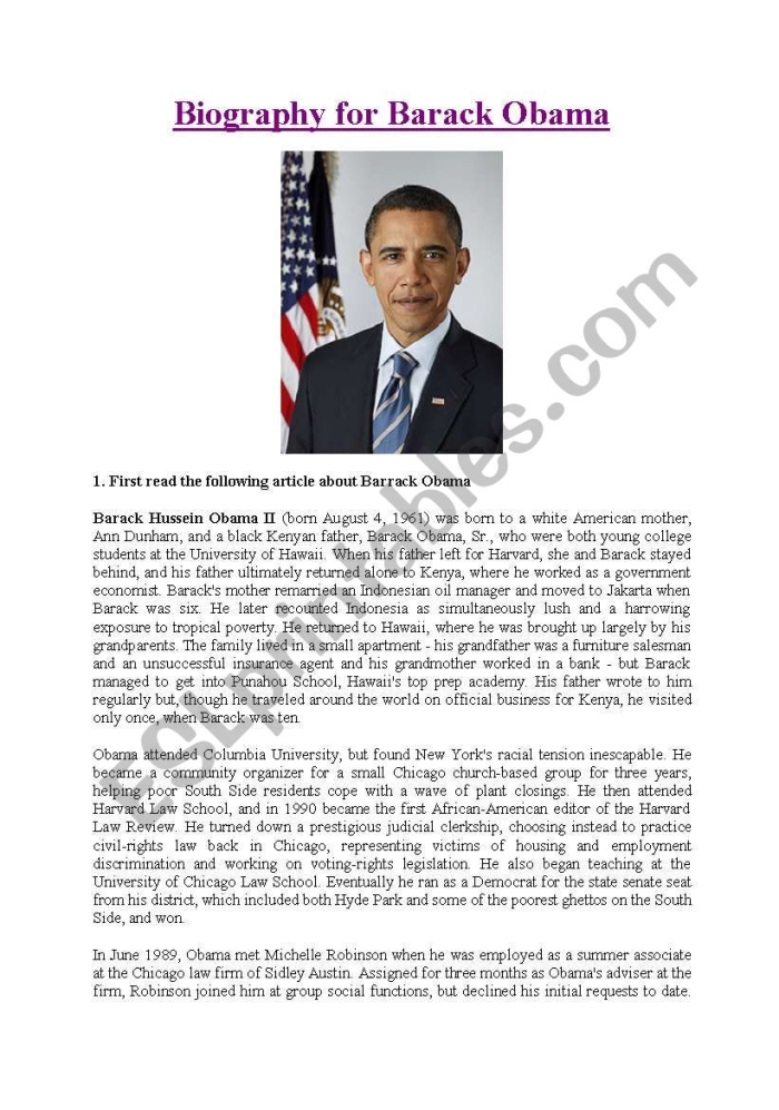 Barack Obama timeline activity for second grade social studies Second grade student filling out a biographical timeline worksheet about Barack Obama