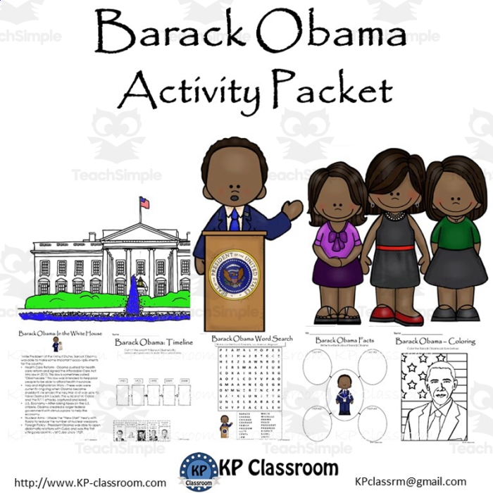 Barack Obama's Life Events Timeline Activity for Kids Timeline showing key events from Barack Obama's life with dates and illustrations for second grade students