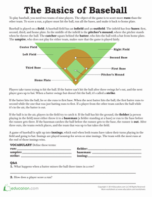 Baseball rules worksheet designed for third graders to enhance learning fun
