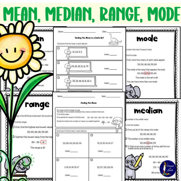 Baseball Themed Mean Median and Mode Practice Worksheet Number Eighteen Sixth grade math worksheet featuring baseball statistics problems to practice finding mean median and mode