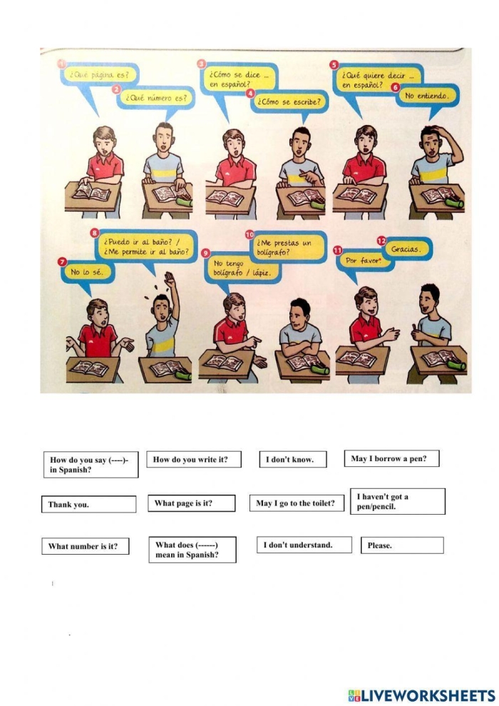 Basic Spanish Phrases worksheet for Second Grade