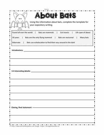 First grade student practicing nonfiction reading comprehension with an Interesting Animals Bats worksheet