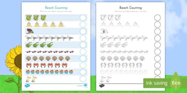 Engaging second-grade math activity to help kids learn patterns with numbers Number Patterns on the Beach worksheet featuring colorful number sequences for children to identify