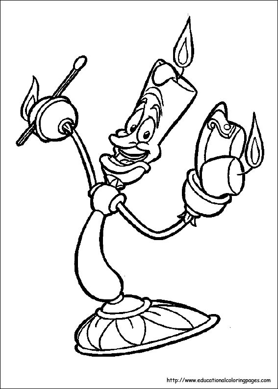 Preschool coloring page featuring Beauty and the Beast characters for science unit 12