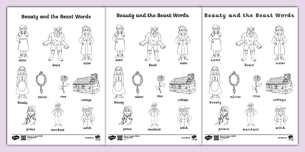 Coloring worksheet featuring Belle and the Beast for preschool students 13
