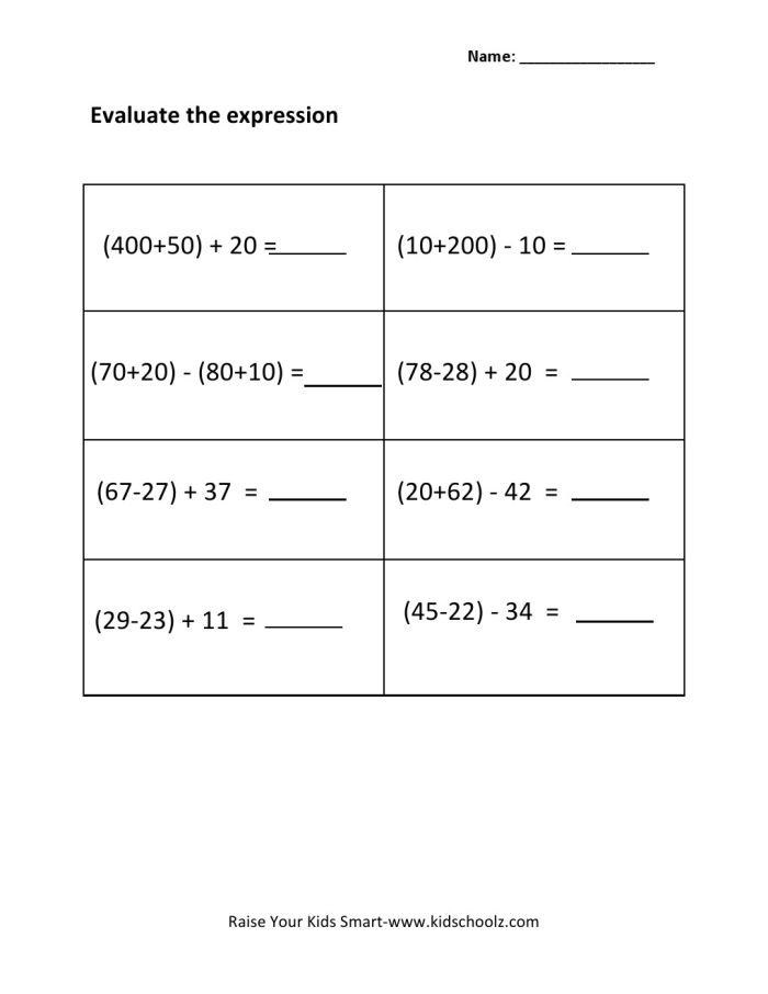 Sixth grade math worksheet focused on identifying and writing algebraic parts of an expression