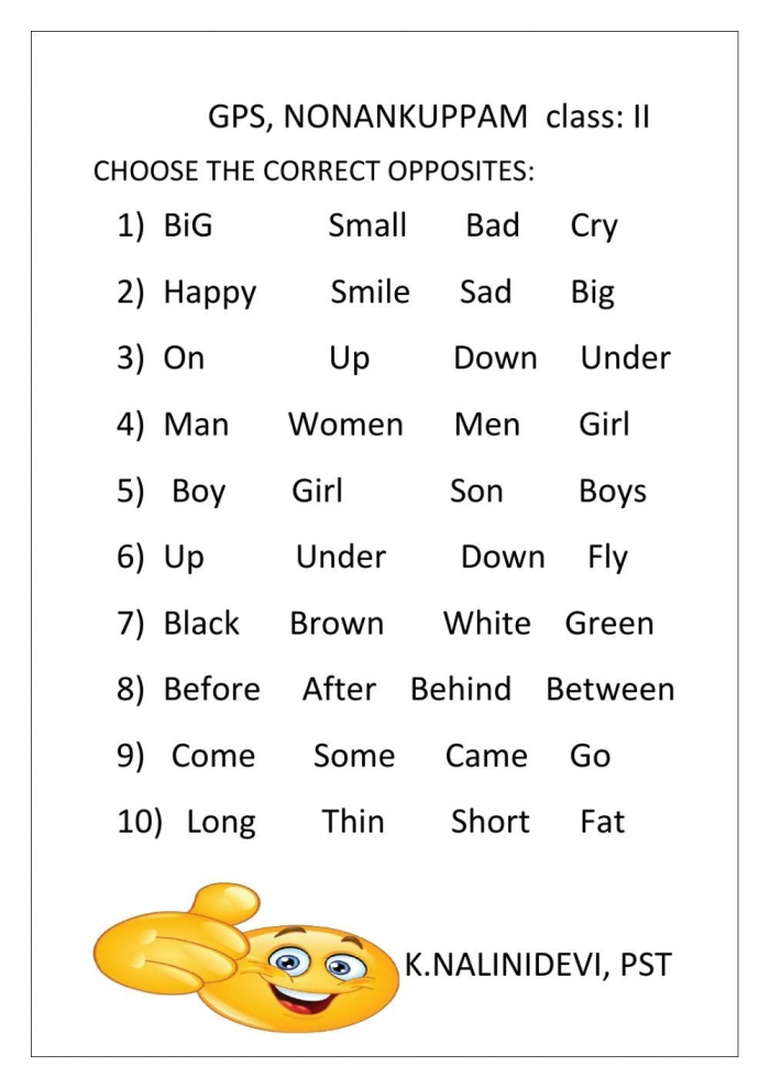 Antonyms Opposites Attract Algebra Worksheet 15 Second grade worksheet featuring multiple choice exercises for identifying antonyms and opposite words