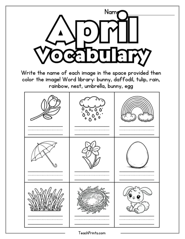 April calendar printable activity for second grade reading and math practice 19 Second grade student counting down the days of spring on a printable April calendar worksheet 19