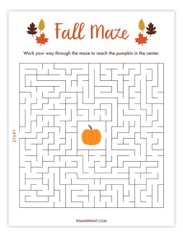 Autumn Maze Worksheet Number 23 for First Grade Handwriting Practice First grade students trace a path through this seasonal autumn maze to practice handwriting skills
