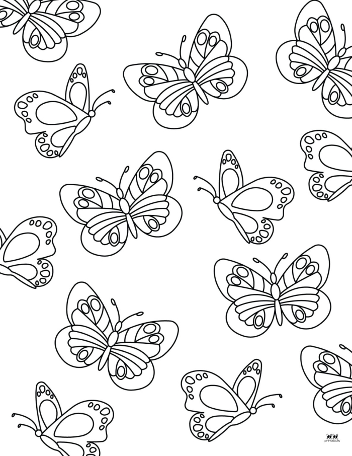 Detailed Butterflies Coloring Page Worksheet Number 5 for First Grade Science First grade butterfly coloring page worksheet featuring a flutter of detailed insects