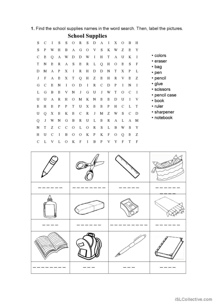Second grade students searching for common classroom objects in a geography themed word puzzle