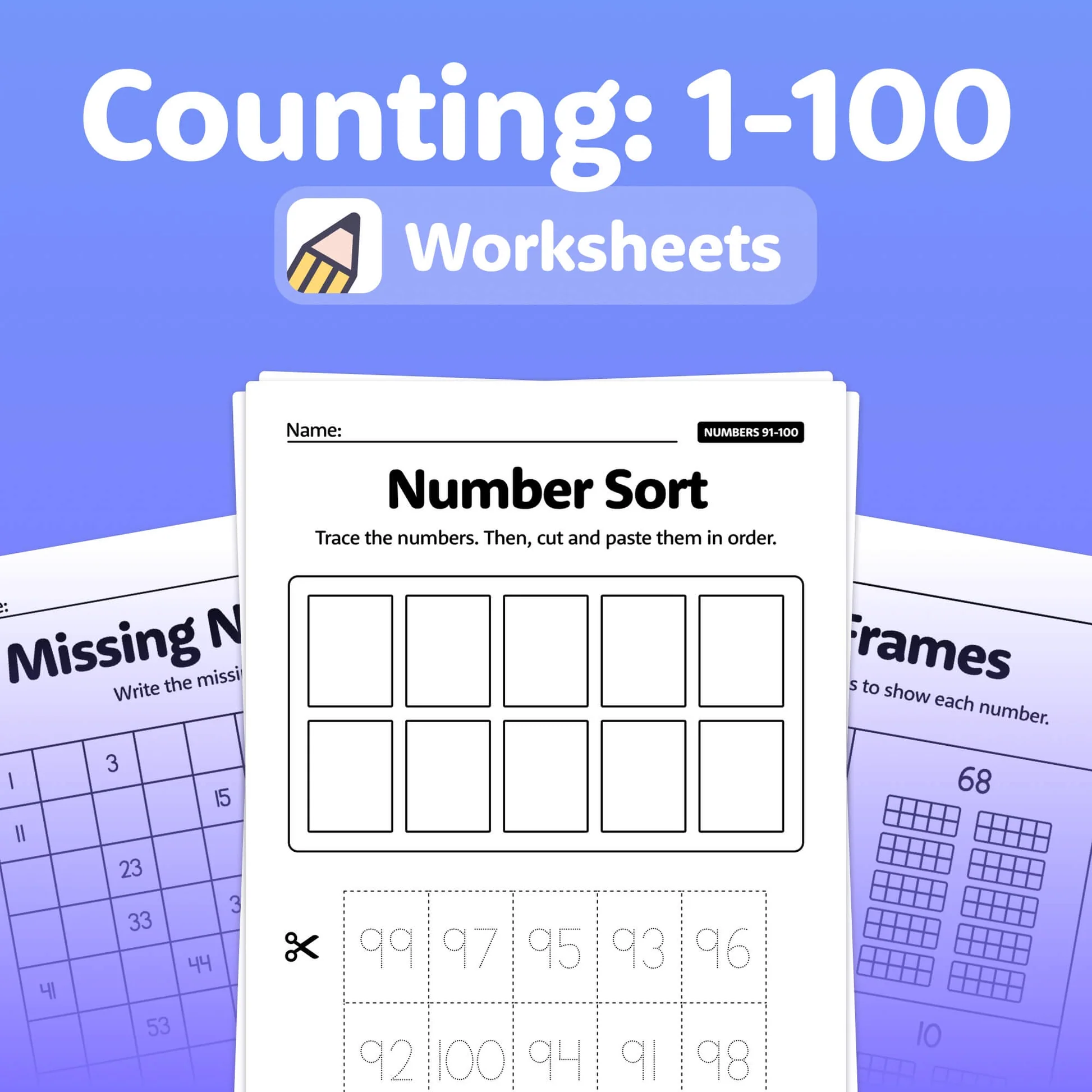 Counting to 100 number chart worksheet for first grade science students number 7 First grade students practicing math skills with a printable counting to 100 worksheet