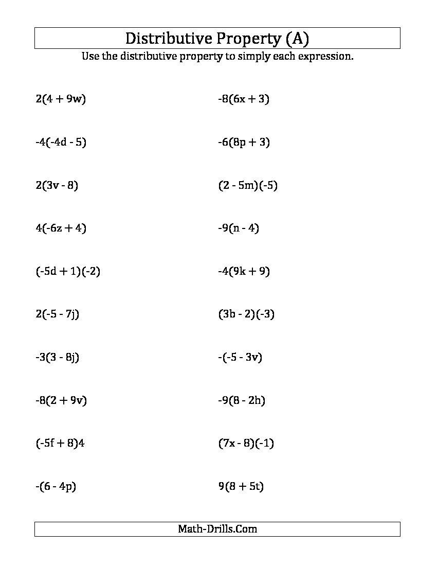 Sixth grade student completing a worksheet on factoring expressions with the distributive property