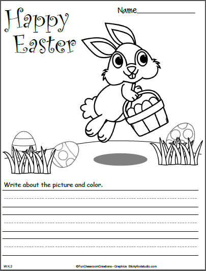 Easter Bunny imagination writing activity for young elementary students learning creative writing skills Second grade Easter writing prompt worksheet featuring a fun imaginative prompt about being the Easter Bunny for handwriting practice