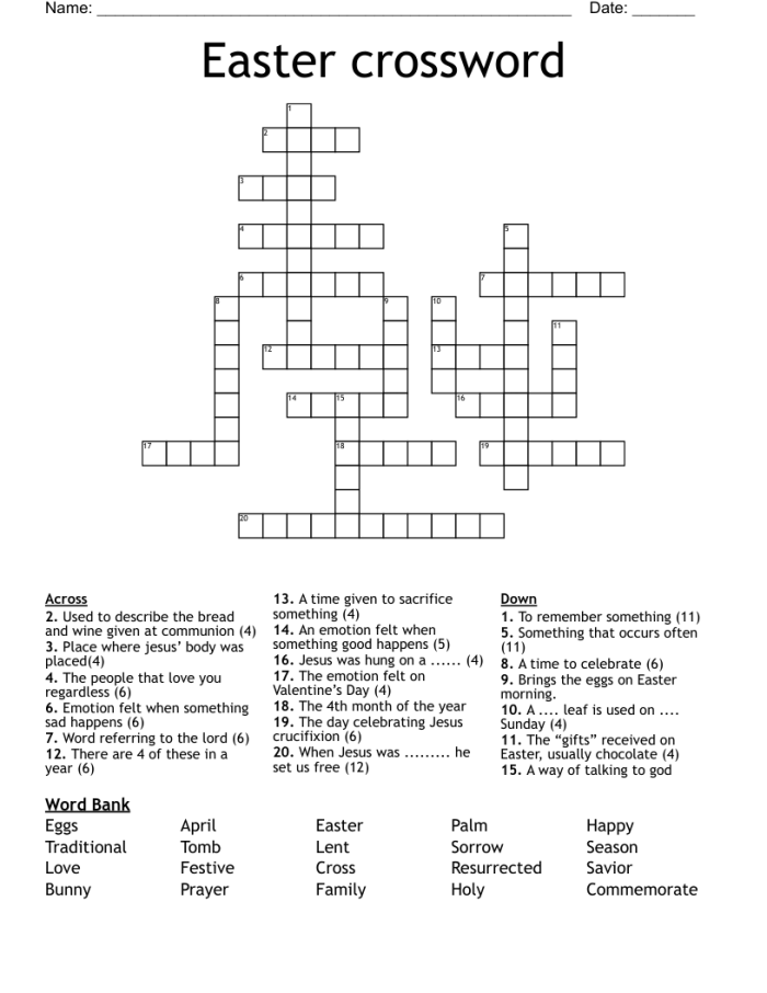 Second grade Easter crossword puzzle worksheet featuring spring holiday geometry shapes
