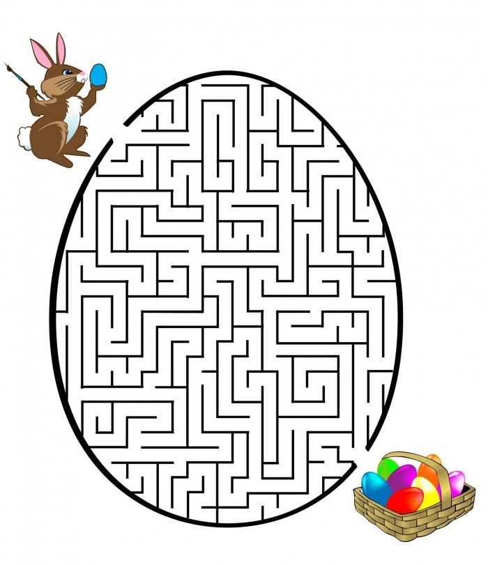 First grade students navigate through an Easter egg maze to reach the basket in this holiday-themed geography activity