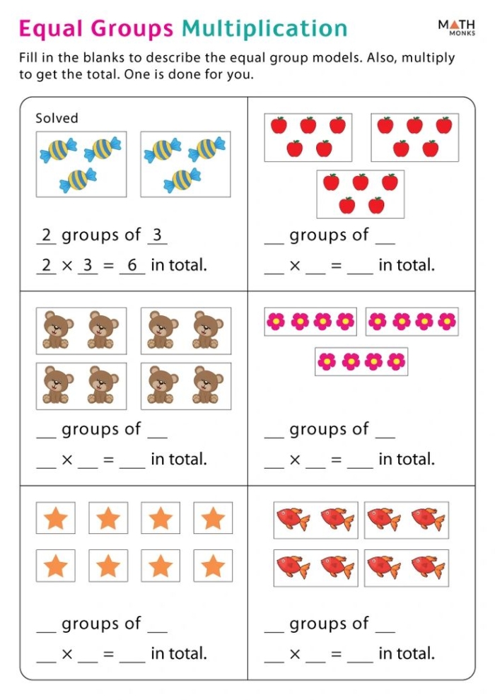 Three groups of four stars arranged in rows, demonstrating equal groups for multiplication concept