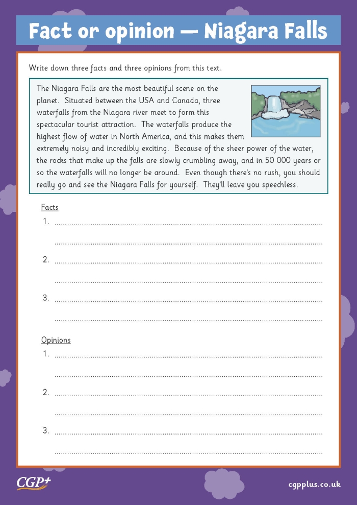 Fourth grade Spanish worksheet for identifying fact and opinion 25