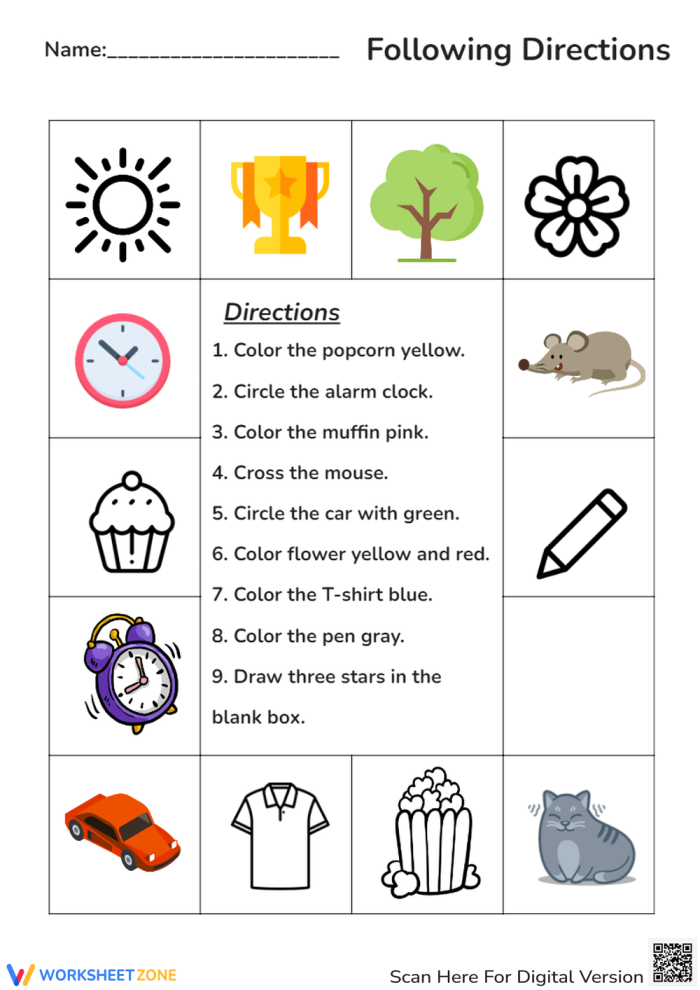 Following Directions Practice Activity for Young Learners Worksheet 22 First grade student completing a following directions worksheet activity to solve a history riddle