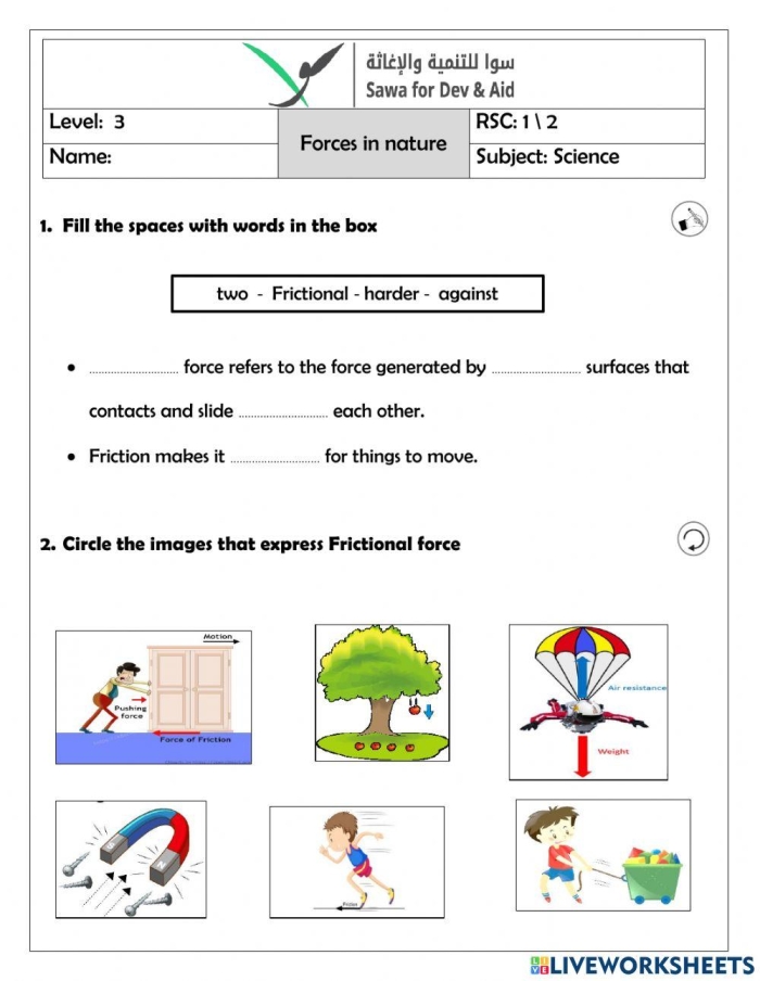 Sixth grade science worksheet covering the basic principles of charging by friction part 1