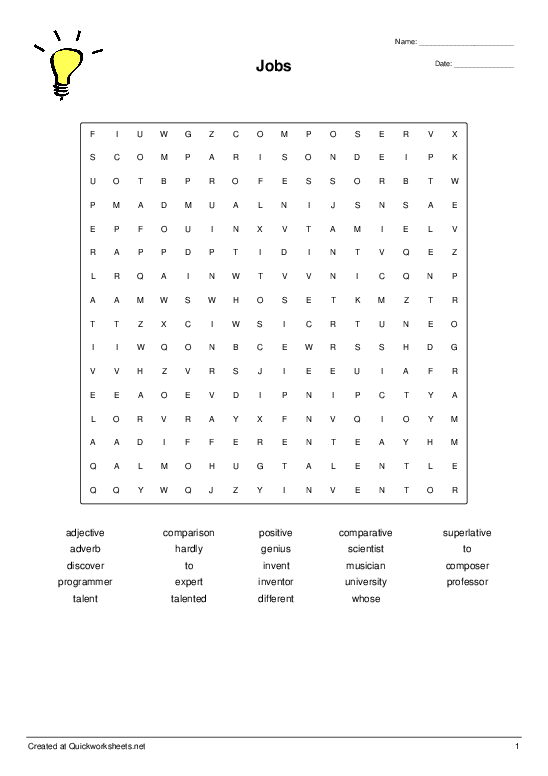 Second grade students searching for job-related sight words in a word search puzzle grid