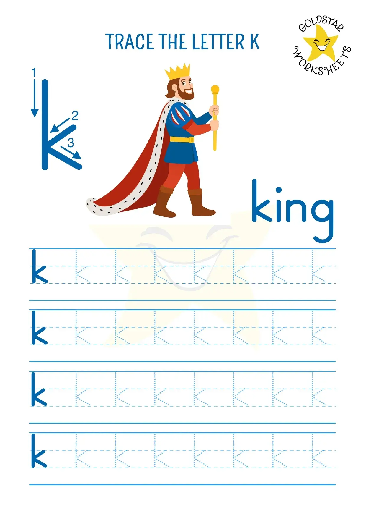 Practice Tracing the Letter K Worksheet for Pre-K Writing Skills Child tracing dotted lines and the letter K on a prekindergarten practice worksheet to develop fine motor skills