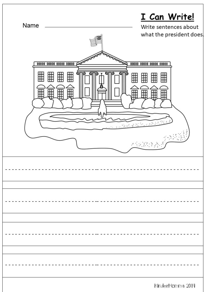 Second grade students fill in the blanks on this letter to the president writing worksheet
