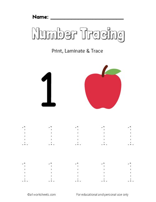 Kindergarten worksheet for practicing number one tracing and counting rabbits for graph completion