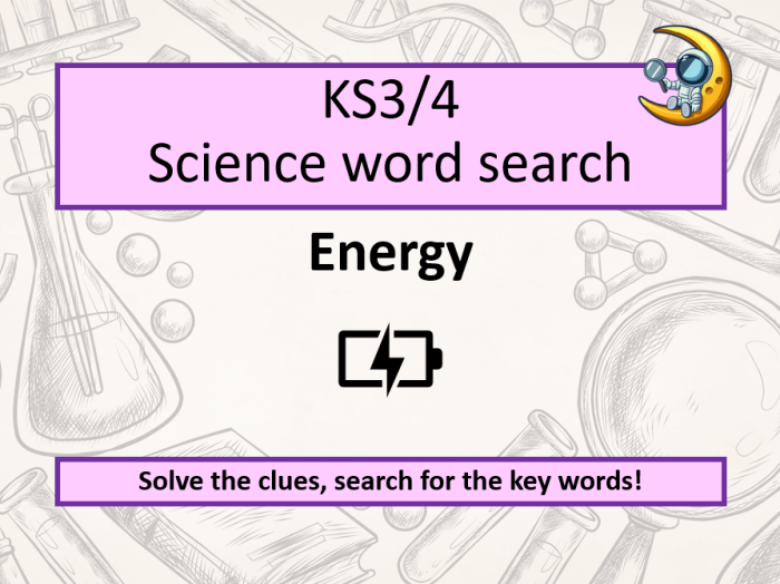 Third grade energy word search worksheet featuring physics vocabulary