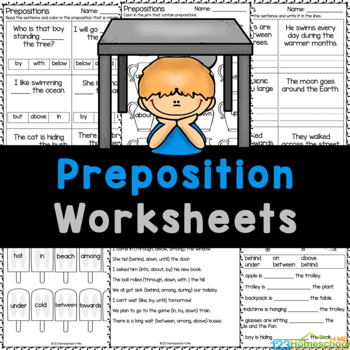 Preposition Practice Activity 9: Finding Pets and Learning Location Words First grade students practicing prepositions by locating pets in a worksheet exercise