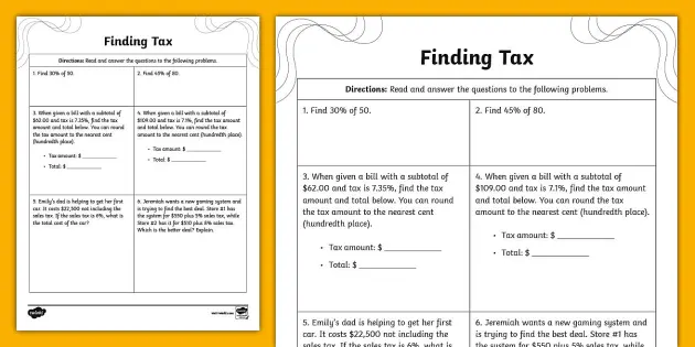 Calculate Sales Tax Worksheet 22 Baseball Snack Math Exercise Seventh grade student calculating the sales tax of baseball game snacks on a math worksheet