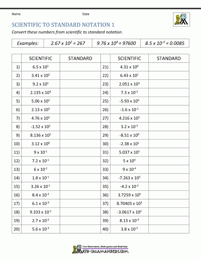Matching Numbers in Scientific Notation and Standard Form Exercise 24 Eighth grade students matching scientific notation to standard form numbers on a practice worksheet