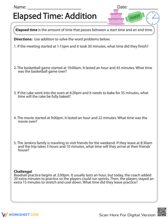 Third grade math worksheet for calculating elapsed time during various sporting events