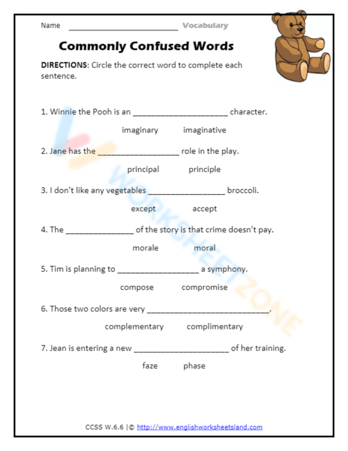 Sixth grade student completing a grammar worksheet exercise on using who and whom correctly in sentences