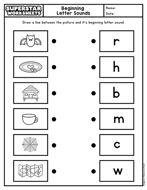 Beginning Sounds R, S, and T worksheet designed for kindergarten students to enhance their phonetic skills. Engaging activity to help children identify the letters r, s, and t.