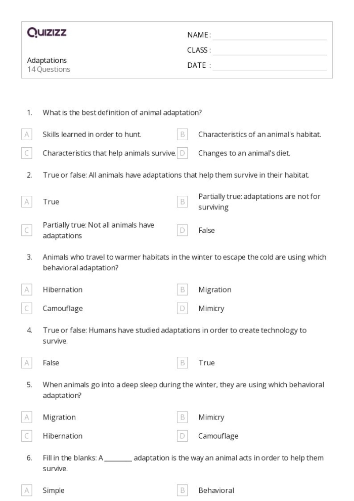 Second grade cut and paste worksheet comparing behavioral and physical adaptations 12