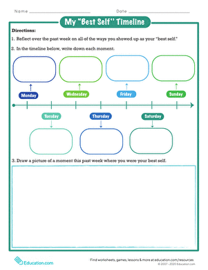 Algebra worksheet for Third Grade Third grade students working on the 'Best Self' Timeline worksheet, reflecting on their positive community moments. My 'Best Self' Timeline worksheet for social emotional learning in third grade algebra.