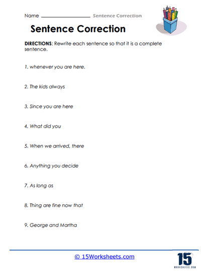 Bicycle Ride worksheet for first graders to practice writing skills Worksheet featuring sentences about bike riding for kids to correct
