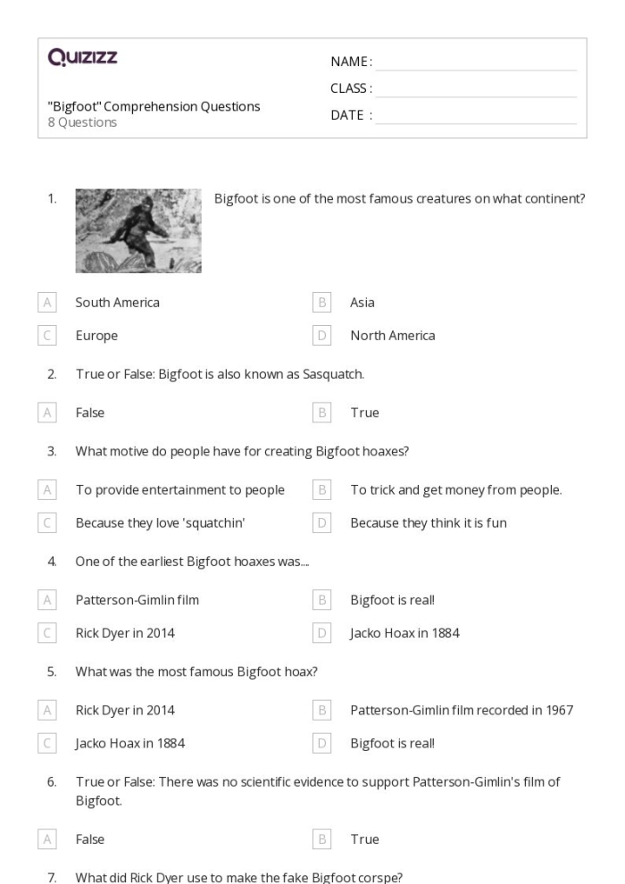 Bigfoot Punctuation Practice Exercise for Elementary Students A second grader practices adding periods, question marks, and exclamation points to sentences about Bigfoot in a grammar worksheet activity.