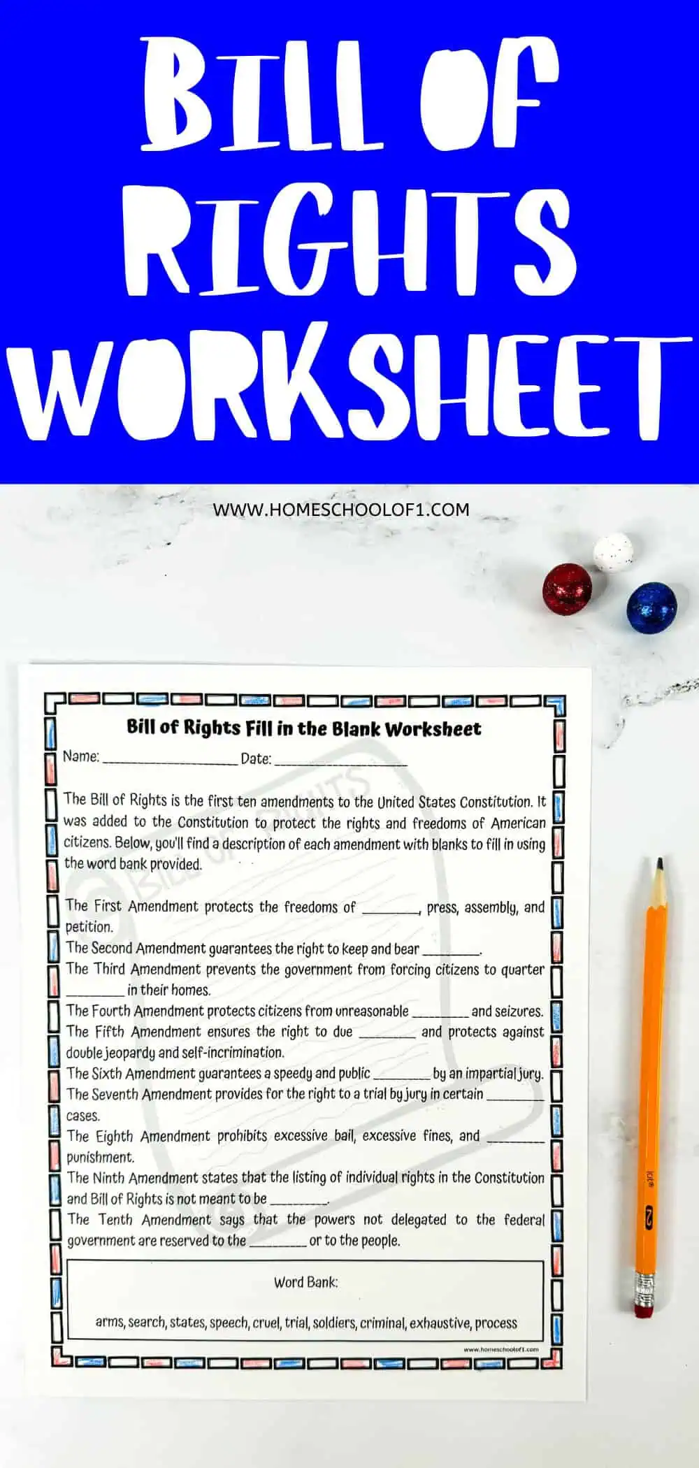 Illustrate the Bill of Rights with creative drawings and activities for fourth graders