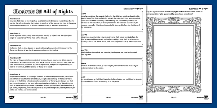 Illustrate key concepts of the Bill of Rights in this engaging worksheet