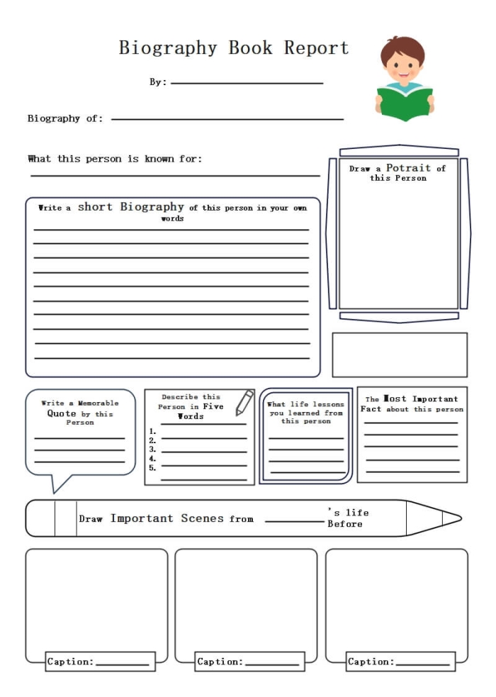 Third grade biography research graphic organizer worksheet for planning student reports