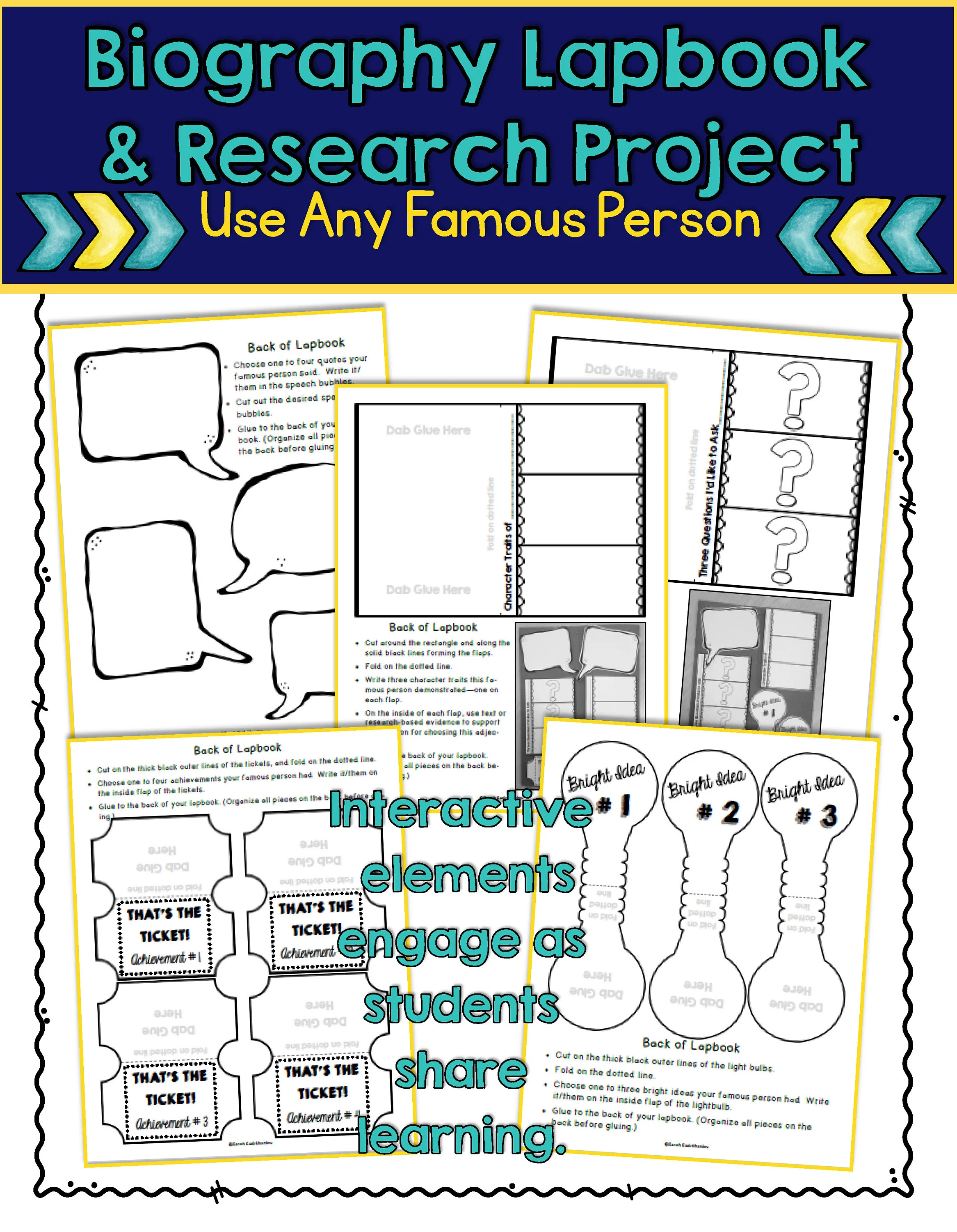 Third grade student filling out a biography research graphic organizer worksheet