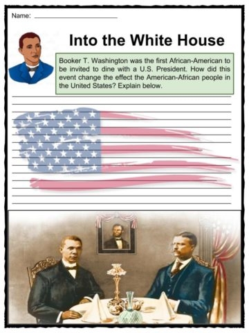 Biography worksheet featuring Booker T. Washington for fourth graders