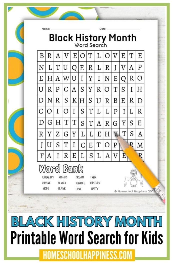 Engaging worksheet for fourth graders exploring significant concepts in Black History Month Black History Month word search worksheet featuring key terms related to the African-American struggle for equality
