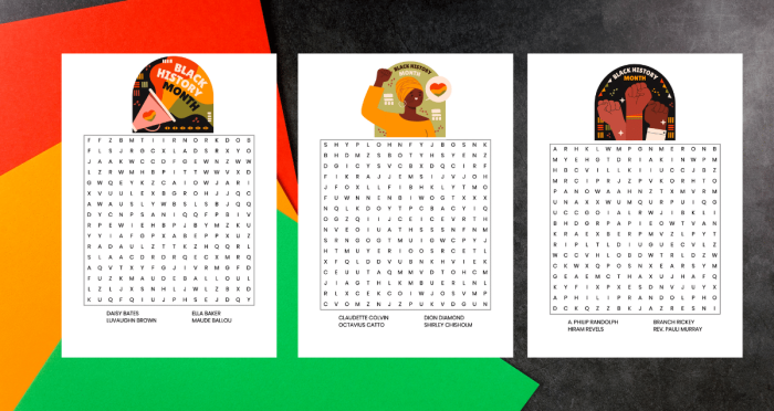 Engaging word search activity to promote understanding of the struggle for equality in Black History Month Black History Month Word Search worksheet for fourth graders featuring key terms related to African-American history