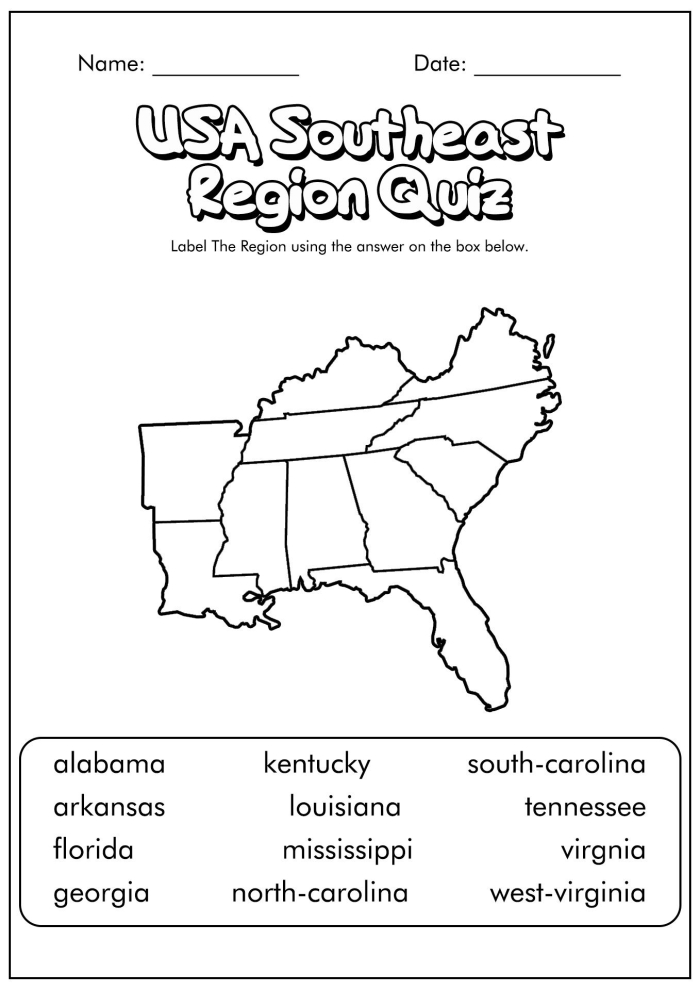 Blank map of the United States geography worksheet for third grade students