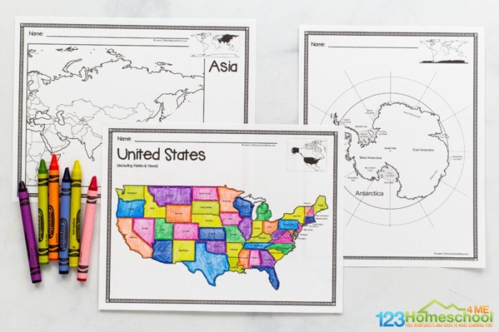 Third grade geography worksheet featuring a blank map of the United States for students to label